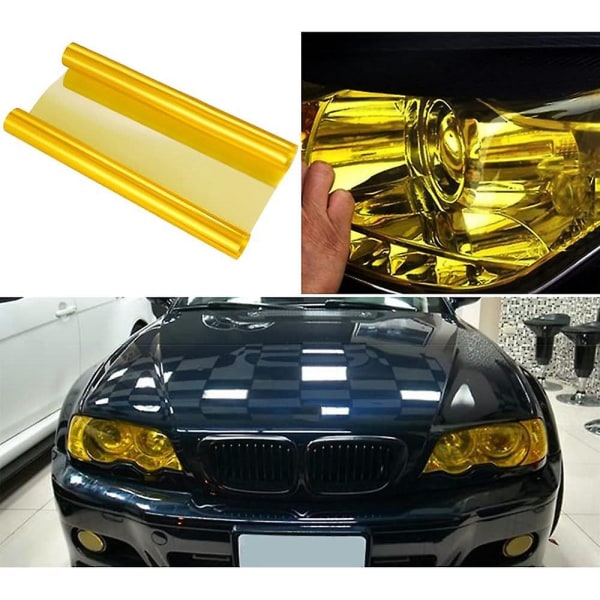 12 x 48 keltainen itseliimautuva vinyylikalvo auton sumuvaloihin ja takavaloihin