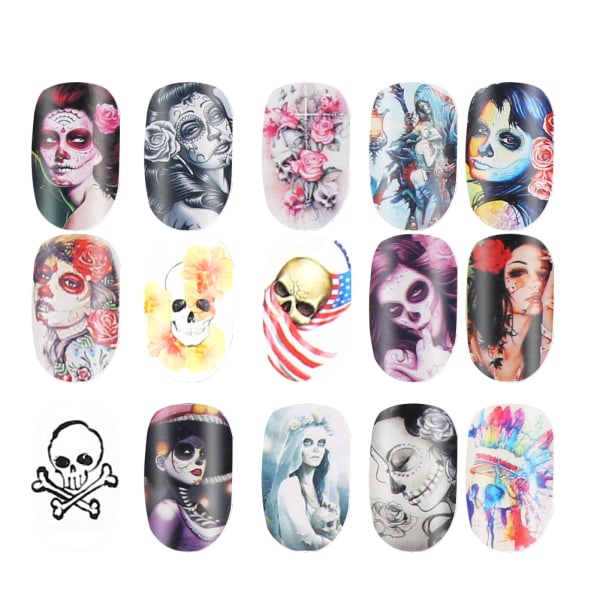 Halloween Bone Transfer Nail Art Sticker Polsk Dekal Manikyr Dekoration Tillbehör