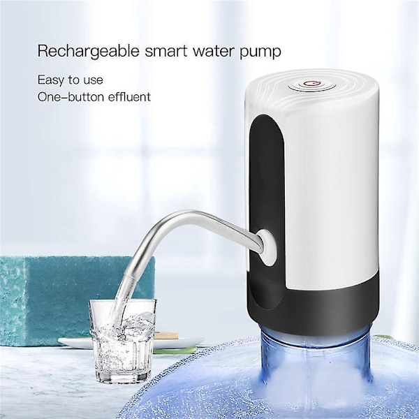 Vit Elektrisk Vattenbehållare 5 Gallon Bärbar USB Laddningsbar Pump för 2-5 Gallon Flaskor