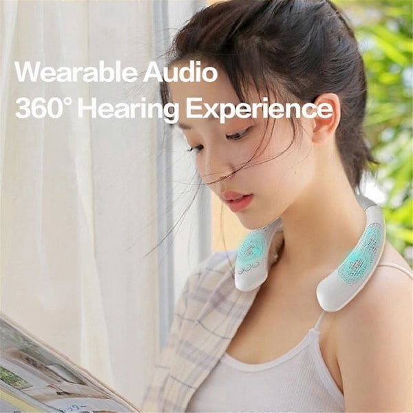 Nakkemontert trådløs Bluetooth 5.0 surroundlydhøyttaler hvit
