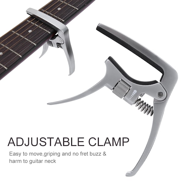 Metal Justerbar Clamp Key Akustisk Guitar Capo Til Tonejustering