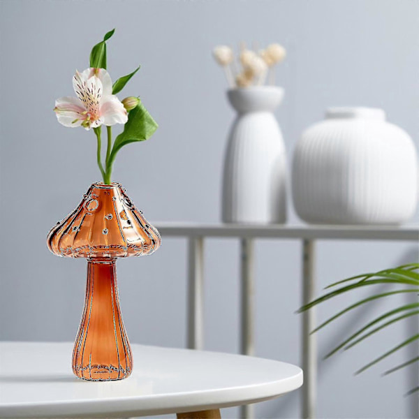 Delikata Svamp Glas Vasar Färgade Fint Glas Vas Svamp Blomvas Svamp Dekor Zekai beige