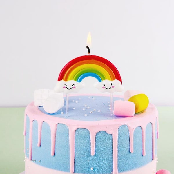 Syntymäpäiväkynttiläsetti - Rainbow Clouds Smiley -suunnittelu (5 kpl)