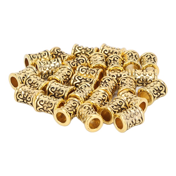 30 stk Hårrørperler Retro Legering Hårdreadlocks Perler Tilbehør til gør-det-selv-hårfletning Armbånd Vedhæng Halskæde Guld