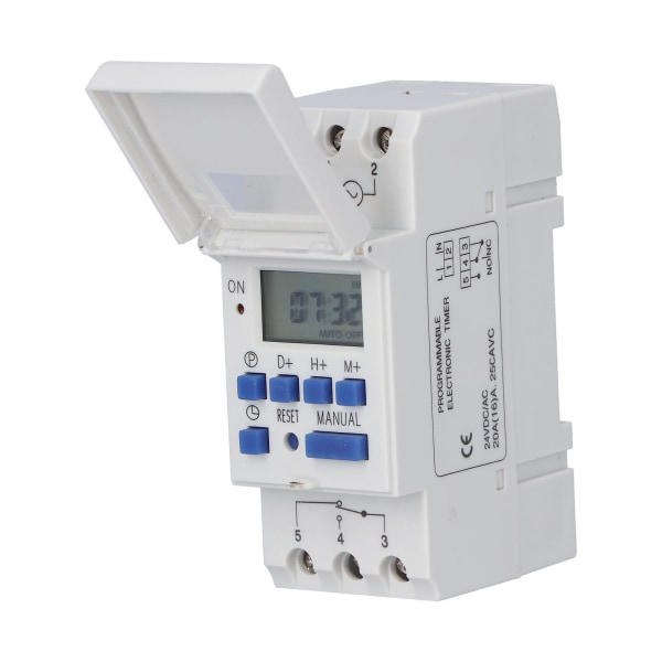 THC15A Programmerbar Timer Guide Rail Typ LCD Tidsreläbrytare för Gatulampa Neonljus DC 24V