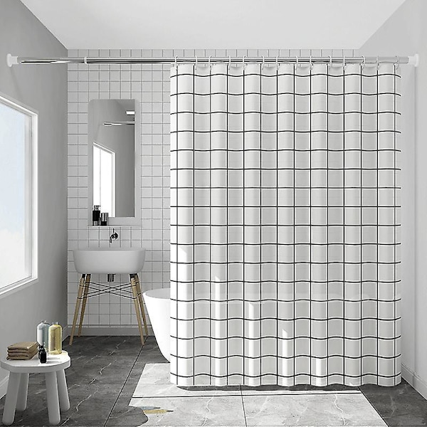 Hurtigtørrende vandtæt bruseforhæng - 180 x 200 cm - Vaskbart polyester - med 12 kroge