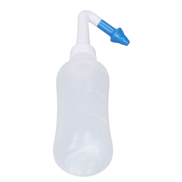 Nenähuuhtelulaite 300 ml, nenähuuhtelupullo kotitalouksille, aikuisille ja lapsille, sininen nenä, jossa yksi reikä