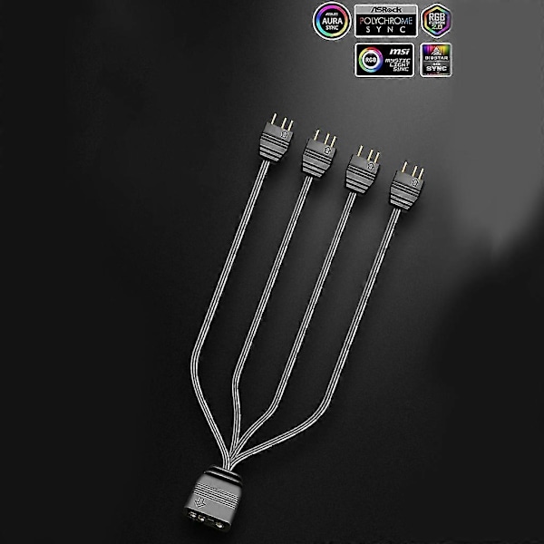 1 - 4 Porttia Argb Led -liitin 3-nastainen 5 V:n johdon jatkokaapeli Y-jakaja 33 cm