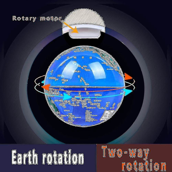 Levitating LED verdenskart globus - Anti-gravitasjon flytende lys, flere farger EU-plugg SVART