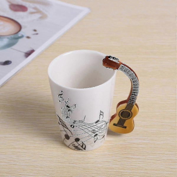 Kreativ Nyhet Gitarrhandtag Keramisk Mugg Fri Spektrum Kaffe Mjölk Te Kopp Personlig Mugg Unik feng