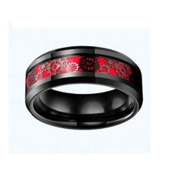 Växel Patch Ring i rostfritt stål för män och kvinnor, moderiktig ring, smycken för dejting, dansfest, svart och röd