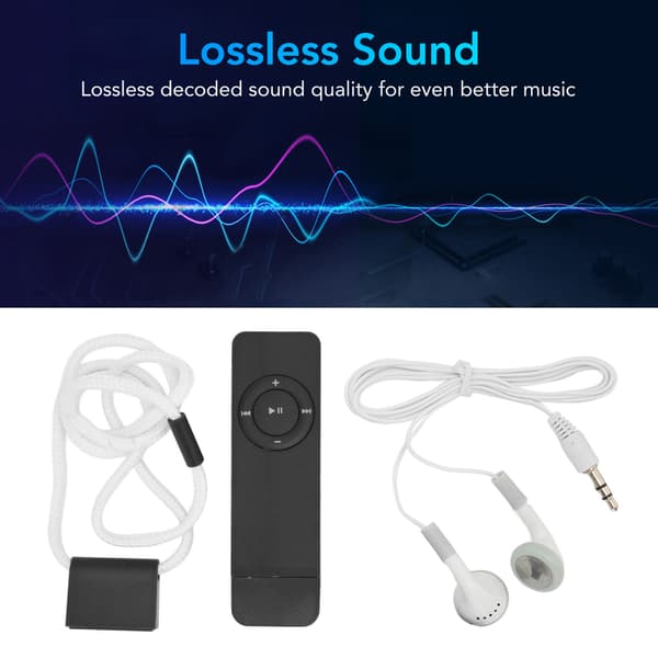 MP3-spiller Lossless Lyd Støtte Opptil 64GB Mini Musikkspiller for Studenter Løping Reise Svart