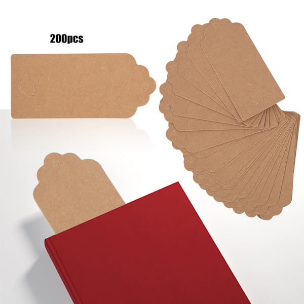 200 st Kraftpappersetikett Bröllop Förpackningsdekoration Klädhängande Etikett 4x9cm