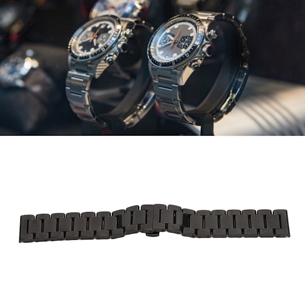 Rustfrit stål Quick Release Urrem Udskiftning af urrem 24MM Sort
