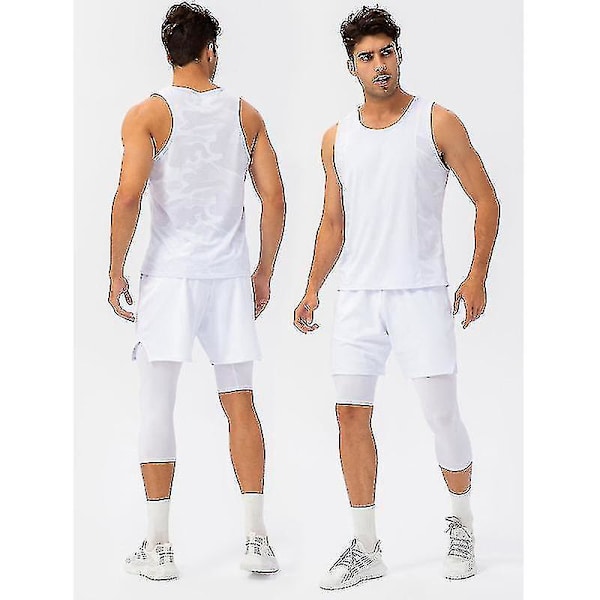 Andningsbara Vita Basketbolltights för Män - Enbens Fitness Träningstights