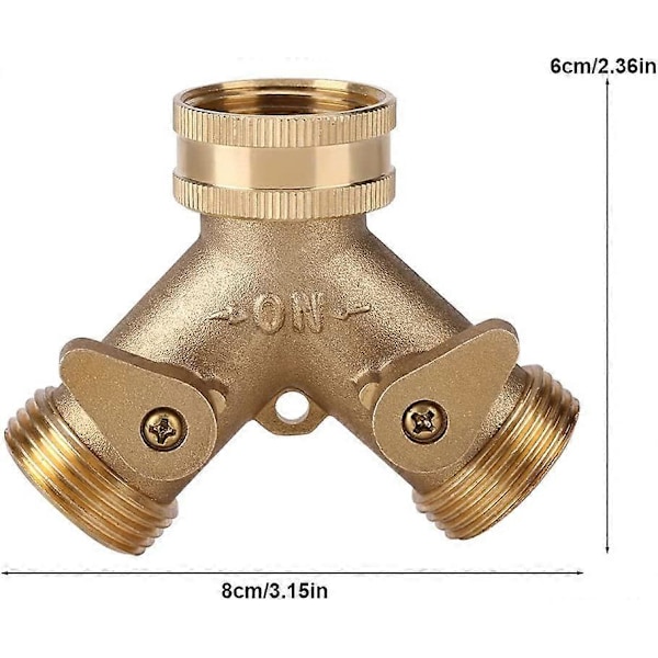 3/4\" Vandhane Connector Y Form Tap Connector Slange Vandhane Adapter 2 Vejs Messing Slange Adapter Svanehals Havevandhane Ventil Connector til Udendørs Havevanding