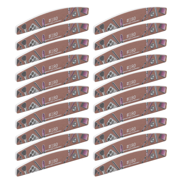 20 stk Sanding Nail File Dobbeltsidig Vaskbar Gjenbrukbar Enkel Operasjon Neglbufferfiler for Manikyrpleie 180 Grid