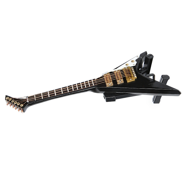 Elektrisk Guitar Model Sort Mini Musikinstrumenter Samling Gavepynt 14cm