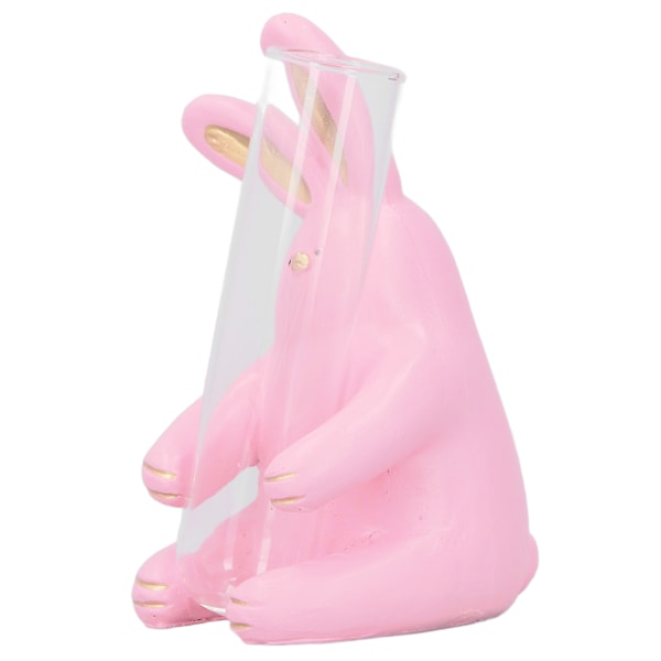 Kanin Statue Hydroponisk Reagensglas Resin Utsøgt Dyr Hydroponisk Vas Dekoration til Balkon HavemøblerPink Bunny