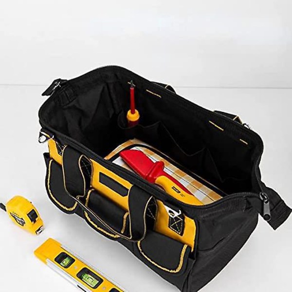 17 tums verktygsväska, 36×17×25 cm verktygsväska, med justerbar axelrem, verktygsväska för hemmafix och förvaring av utrustning med axelrem