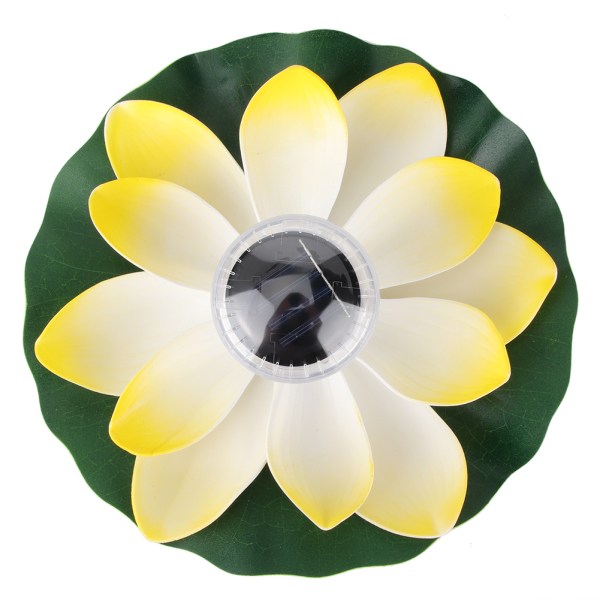 Solcelledam Lys LED Fargeskiftende Lotus Blomst Vanntett Flytende Lampe Lysegul