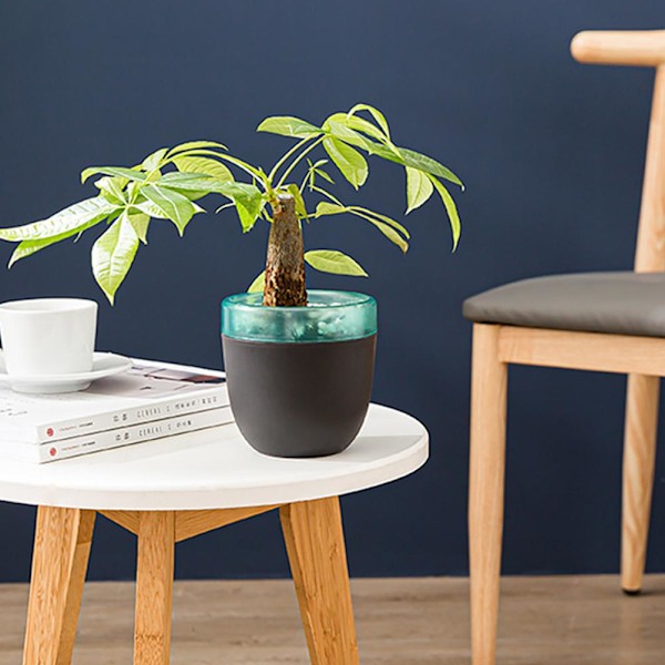 Automatisk Självbevattnande Blomkruka Dubbelskiktsdesign Kruka för Kontor Hemträdgård