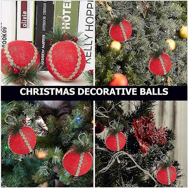 Jul Skumbollar Ornament Rustik Julgranskula Hängande Prydnad Julgransdekoration (röd)(3st)