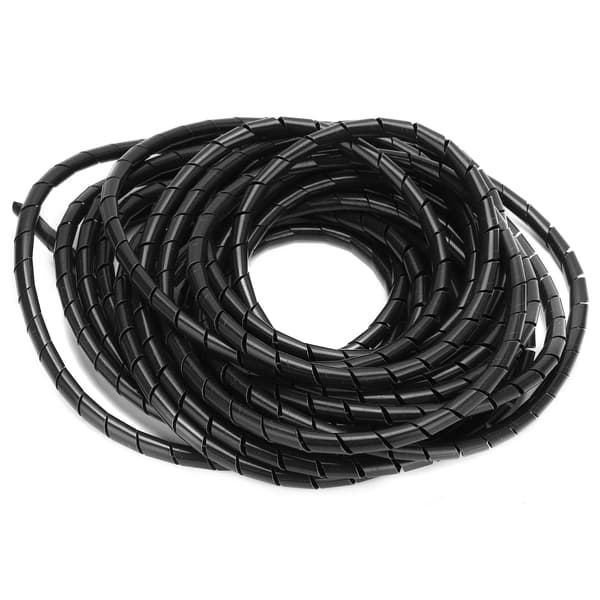 Spiral Ledningsvikling Ledning Fleksibel Kabel Organizer Management Sort Φ8mm 10 Meter til Ledningsføring