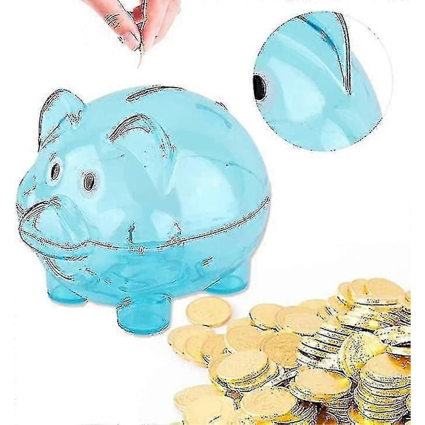 Spargris Transparenta Pengaburkar Godisburk blå