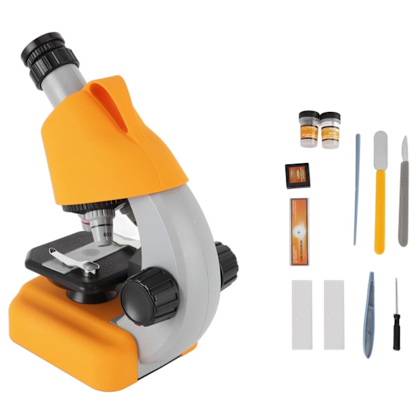 Børnemikroskop Kit 1200X Bærbar HD Observation Børnemikroskop Læringsvidenskab Bærbar Mikroskop Legetøj Gul