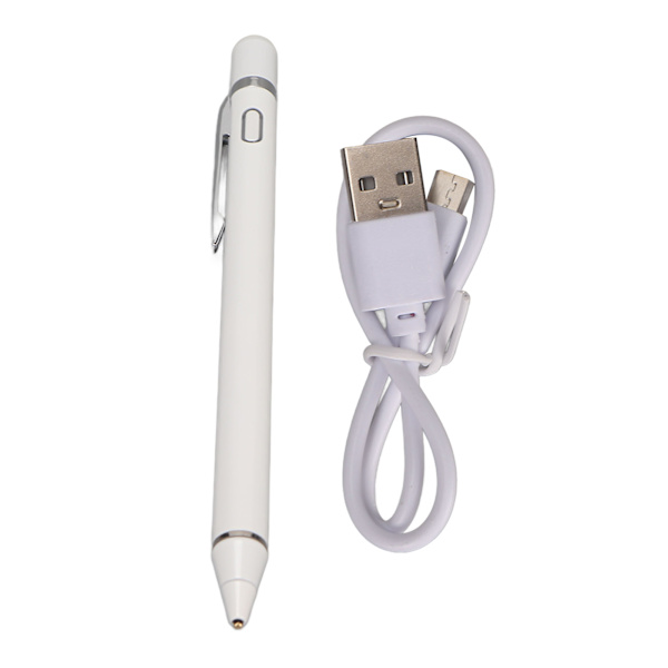 Stylus Pen Kobber Spids Aktiv Kapacitiv Fin Spids Touch Screen Digital Blyant med Klips til Tablet Hvid