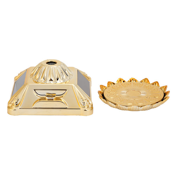 Roterande skivspelare Smycken Display Stativ Hållare Halsband Bricka Soldriven Guld 80 x 48 mm