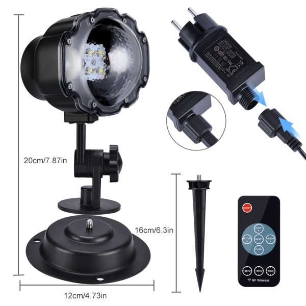 LED snefaldslys, LED-projektor snefaldslys til haven, Roterende snefnug LED-lys