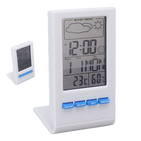LCD-skärm Digital hygrometer inomhus termometer fuktighetsmätare temperatur fuktighetsmonitor larmfunktion väderdisplay vit