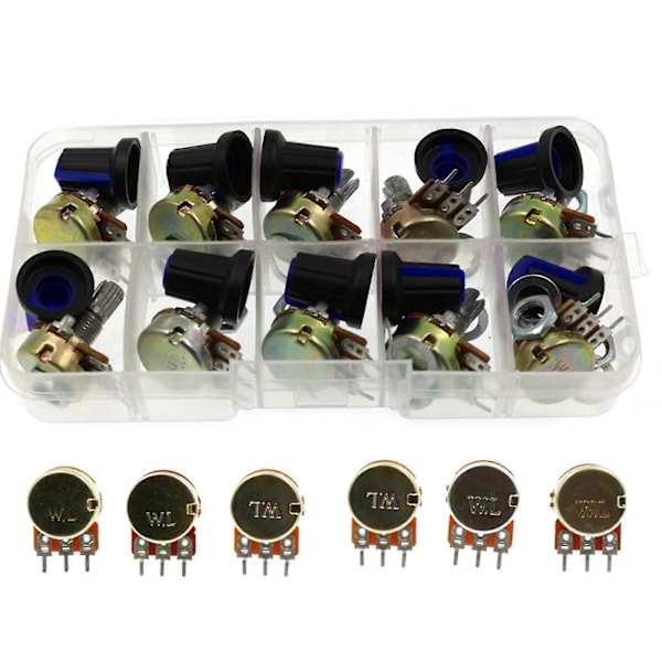 Wh148 Potentiometer Kit B1/2/5/10/20/50/100/500k 1m 15mm Lineær Taper Rotary Sæt