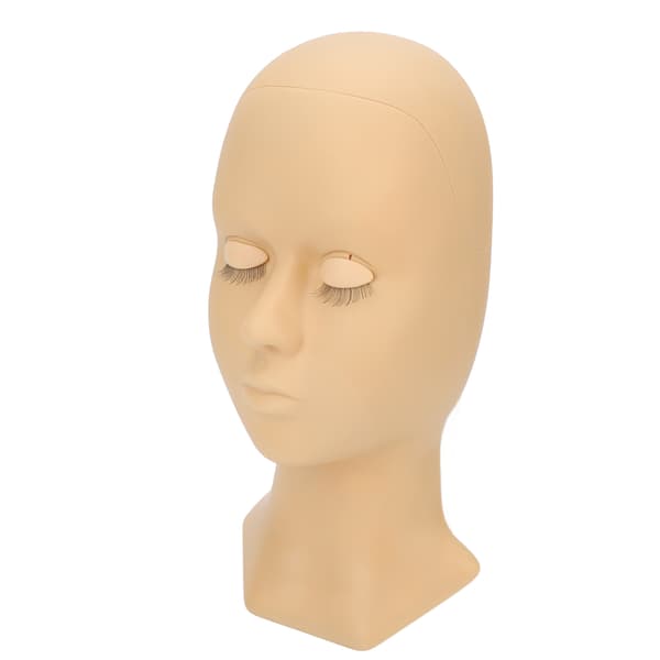 Øyenvippe Mannequin Hode Avtakbar Øyenvippeforlengelse Sminkepraksis Elastisk Myk Silikon Hodeform Med Øyenvipper Dobbel Øyelokk Hudfarge
