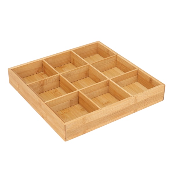 Snackserveringsbrett i bambus, malingsfri, trygt, miljøvennlig, delt serveringsbeholder for tørket frukt, 9 rom