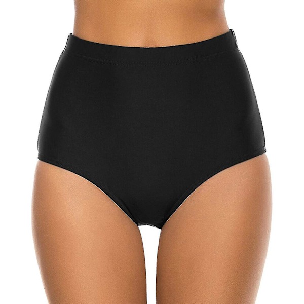 Højtaljede bikinibunker til kvinder - Badeshorts til løb S Sort