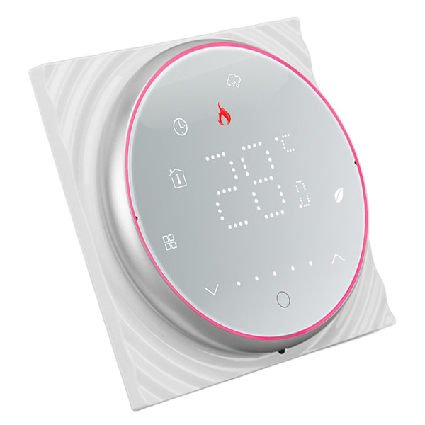 Smart termostat 1 vecka programmerbar LED-display infälld rektangulär bas digital termostat AC95-240V för pannvärmesystem vit