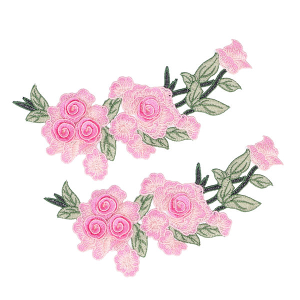 Broderad lapp blomma bomull miljöskydd unik DIY klädtillbehör för västar hattar rosröd
