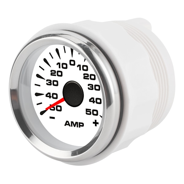 50A Amperemeter AMP-måler LCD-skjerm Stepper Motor Ampere Meter IP67 Vanntett Universal Hvit Skive Sølv Ramme