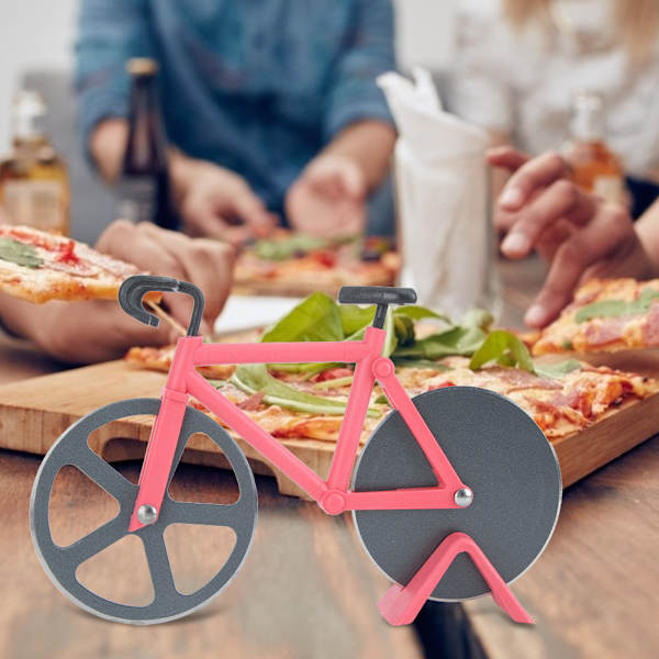 Innovativ pizzaskärare i form av cykel i rostfritt stål, kökstillbehör, röd