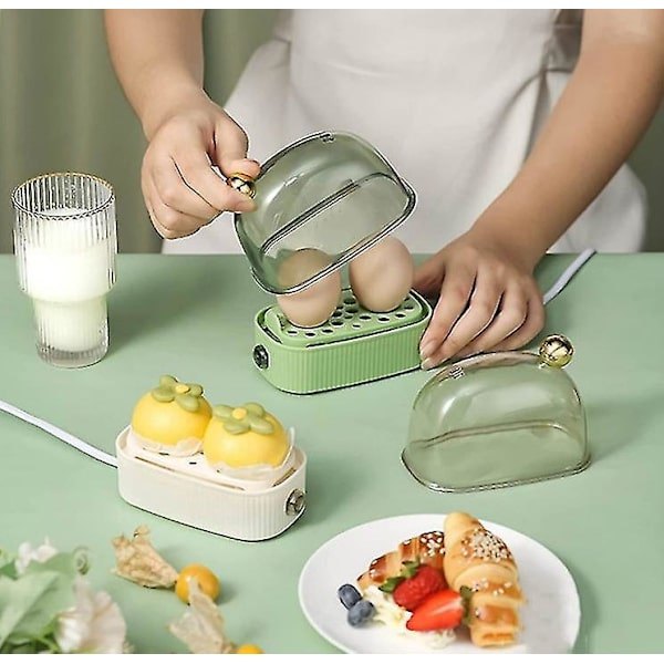 Multifunktionell Mini Elektrisk Äggkokare - Enportions Frukostlösning Grön