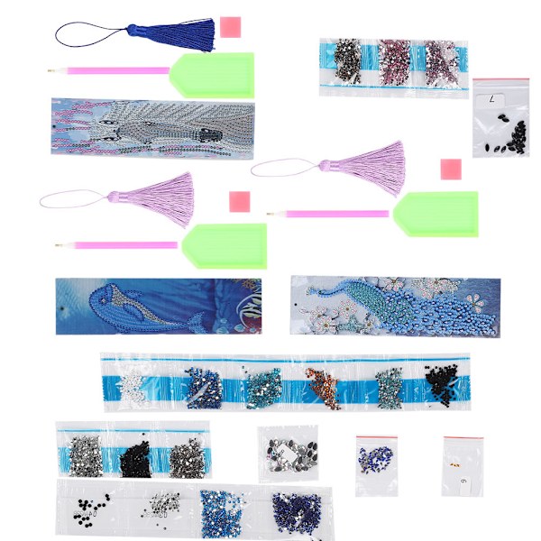 3 stk. DIY diamantmaleri bogmærker med kvast til voksne skinnende diamanter kunst kits
