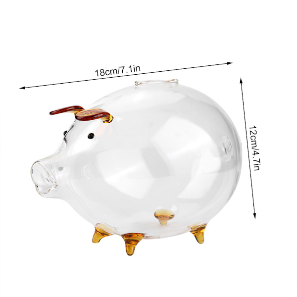 Transparent Glas Pig Mynt Saver Bank Piggy Pengar Sparlåda Barn Present