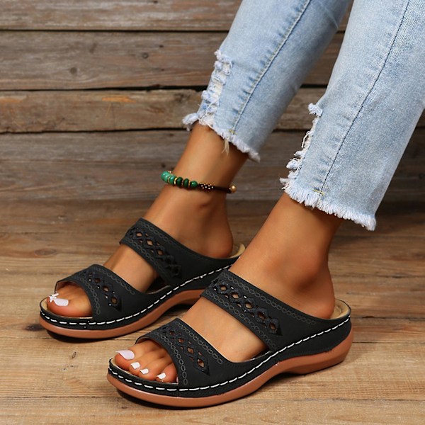 Sommarortopediska flip-flops för kvinnor - Öppna tår enfärgade sandaler39 Dunkelbraun