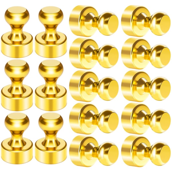 Golden Metal Brushed Nickel Refrigerator Magnets, 20pcs Magnetic Push Pins for Fridge, Whiteboard, Map, and Office