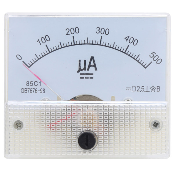 85C1 DC 0~500UA ABS Pointer Amperemeter Ampere Meter Panel Høj Nøjagtighed Strømmåler