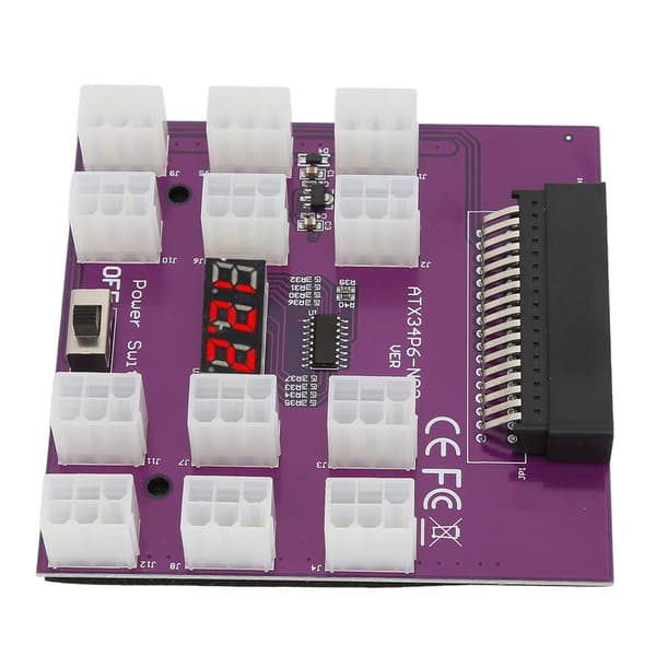 GPU-adapterkort 6Pin 12 porte LED-display 1200W strømforsyning strømstik adapterkort til industri