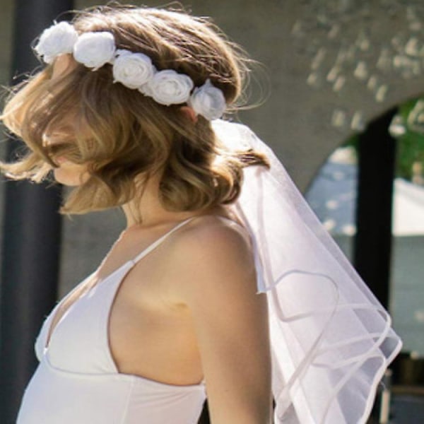 Boho Blomsterkrans Bachelorette Party Slør - Brud Til Være Gave, Brude Dusj Gave, Forlovelsesdekorasjon (2 stk)